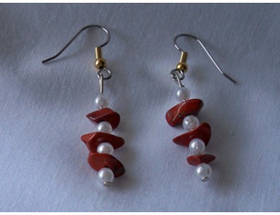 Red Jasper & Pearl earrings