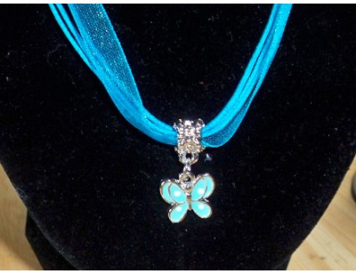 Organza Ribbon & Charm Necklace