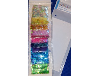 Glitter Embellishment Pack, 12 individual packs - Rainbow colors