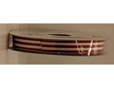 Ribbon, Grosgrain, 3/8 inch wide - Red and White Stripe