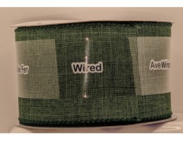 Ribbon, WIRED, Faux Linen, 2.5 inches wide - Evergreen